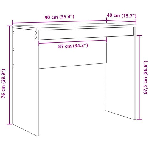 VidaXL Pisaći stol Crni hrast Konstruirano drvo 90 x 40 x 76 cm Slike