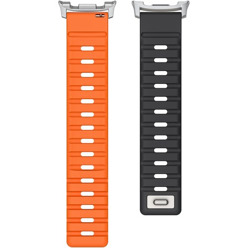 INF Kompatibilen z Samsung Galaxy Watch8 Silikonski Magnetni Pa&scaron;ček iz 316 Nerjavečega Jekla Black Orange, (5000079950) Cene