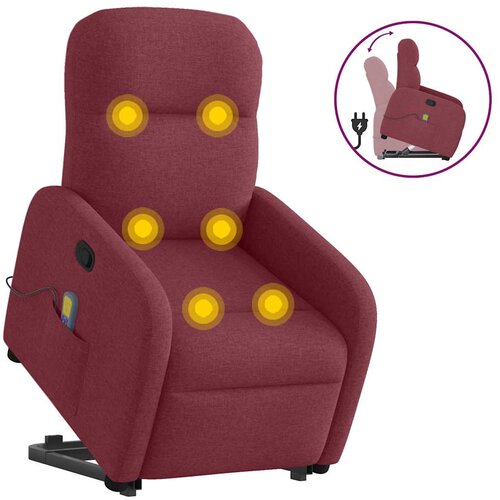 VidaXL Masažni naslonjač na podizanje od tkanine crvena boja vina Slike
