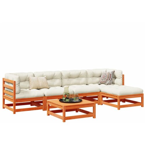VidaXL 6-dijelni set vrtnih sofa vo&amp;scaron;tano smeđi od masivne borovine Slike