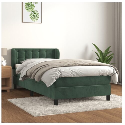 vidaXL Box spring postelja z vzmetnico temno zelena 80x200 c Cene