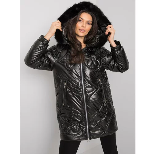 Fashionhunters Black winter jacket with hood from Latiana