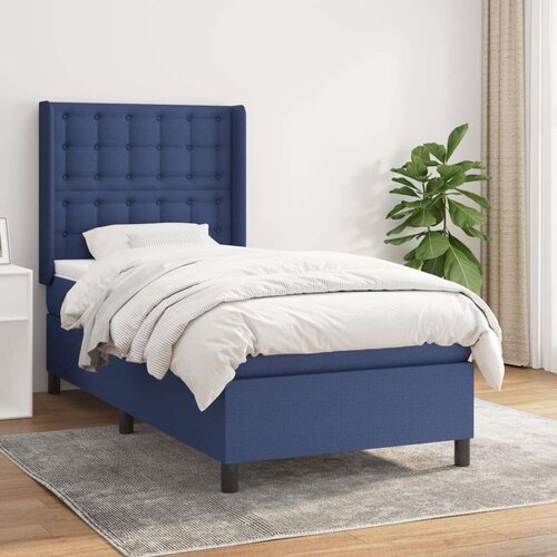 vidaXL Box spring postelja z vzmetnico modra 100x200 cm blag Cene