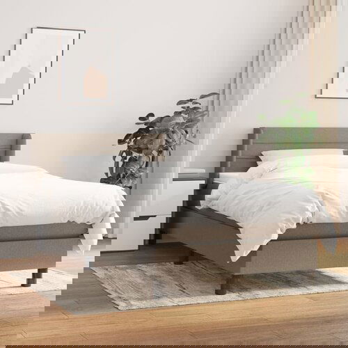 VidaXL Krevet s oprugama i madracem smeđesivi 100 x 200 cm od tkanine Slike