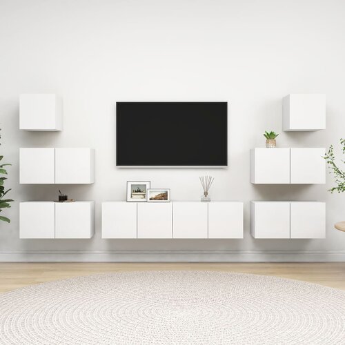  8-dijelni set TV ormarića bijeli od iverice Slike