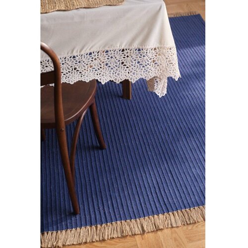 Jotex Modra ročno tkana preproga iz me&amp;scaron;anice bombaža 160x230 cm Channa &amp;ndash; Slike