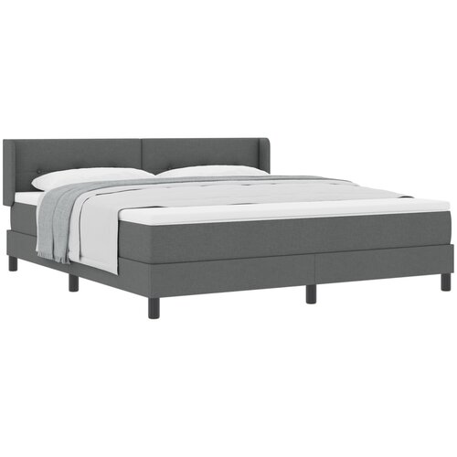 VidaXL Box Spring krevet s madracem Tamno siva 180x200 cm Tkanina, Uzglavlje s preklopima Tamno sivo 180 cm Tkanina Slike