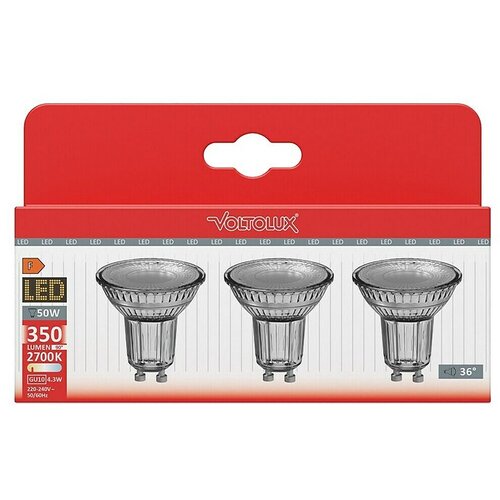 VOLTOLUX Set LED sijalk (GU10, Ni mogoče zatemniti, Toplo bela, 350 lm, 4,3 W, 3 kos) Slike