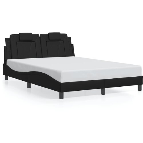 Maison Chic Posteljni okvir - Dvoposteljna postelja - Zakonska postelja z vzglavjem črn 140x200 cm umetno usnje-J16000, (21772255) Slike