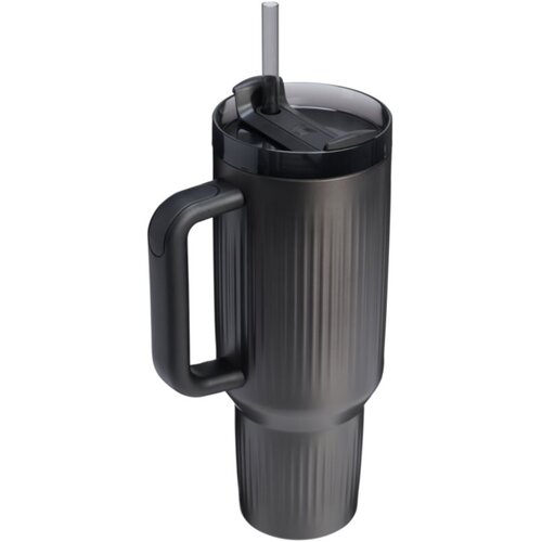 Stanley Quencher H2.O Fluted Tumbler lonček iz nerjavečega jekla s slamico velik Black PVD 1180 ml Slike
