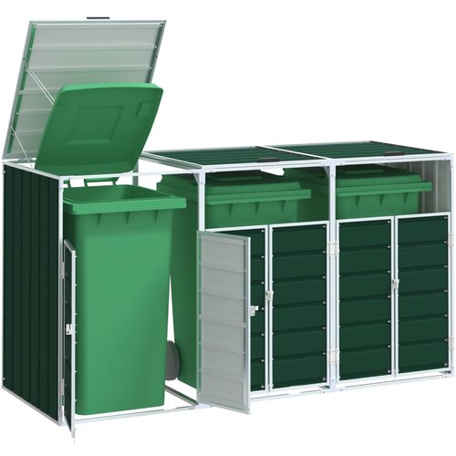 vidaXL Spremište za 2 kanta za otpad zelena 216x81x115 cm čelično Cijene