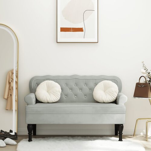 VidaXL Klop z naslonjalom svetlo siva 119,5x64,5x75 cm žamet Slike