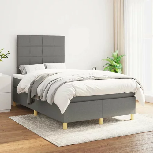  Box spring postelja z vzmetnico temno siva 120x200 cm blago, (20790216)