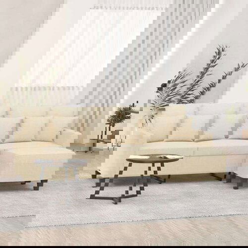  Trosjed s tabureom krem 180 cm od tkanine Slike