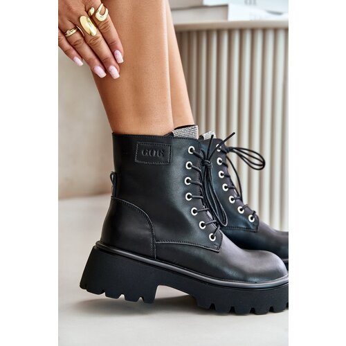 GOE Warm Leather Ankle Boots Workers For Women With Zirconia Cene