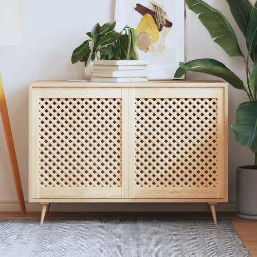 VidaXL Vrata za omarico z mrežico 2 kosa 59,5x69 cm trdna borovina Slike