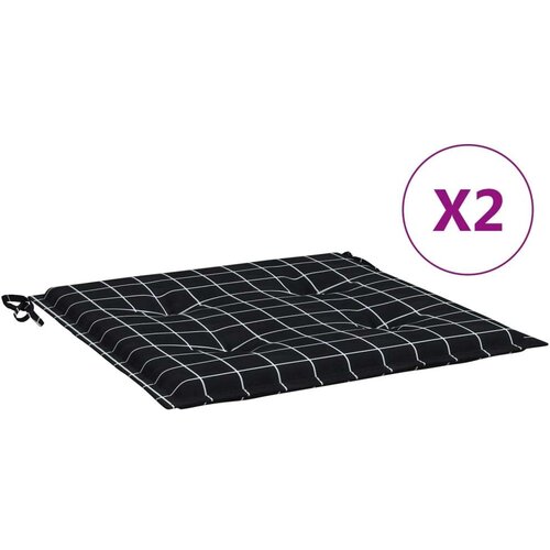  Jastuci za vrtne stolice 2 kom crni karirani 50x50x3 cm tkanina Slike