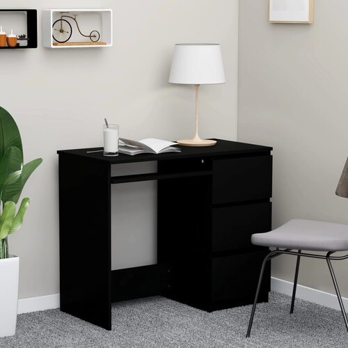 VidaXL Pisalna miza črna 90x45x76 cm iverna plo&amp;scaron;ča Slike