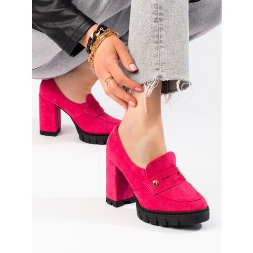 VINCEZA Pink suede shoes on a high post Slike