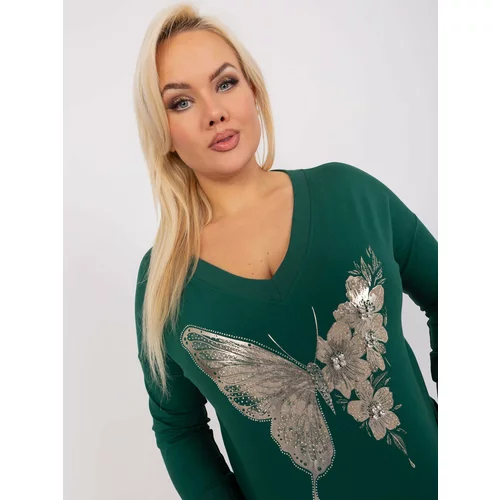 Fashion Hunters Navy green plus size blouse with a neckline