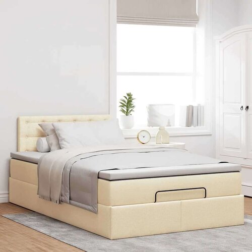 VidaXL otomanski okvir kreveta s madraca krem 120x190 cm od tkanine Slike