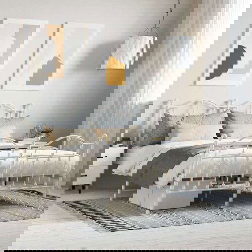 Metalni okvir kreveta uzglavlje i podnožje bijeli 140 x 190 cm Slike