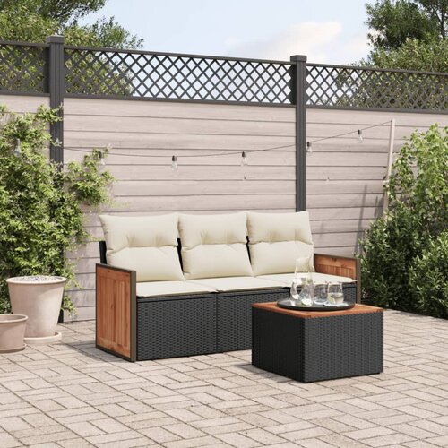  4-dijelni set vrtnih sofa od poliratana s jastucima crni Cijene