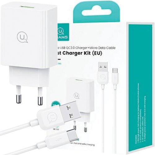 Usams 18W POLNILEC + USB-C USB-A KABEL 1M HITRO POLNJENJE BEL, (21974836) Cene