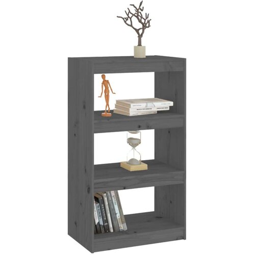 VidaXL knjižna omara/pregrada siva 60x30x103,5 cm trdna borovina Slike