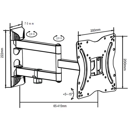 Xstand tv arm 17-42 long nosač za TV/nagib-15 do+5/rot.180/VESA 200X200/30kg/7- 42cm od zida Cene