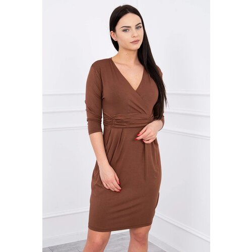  Dress fitted with a cut under the bust brown Slike