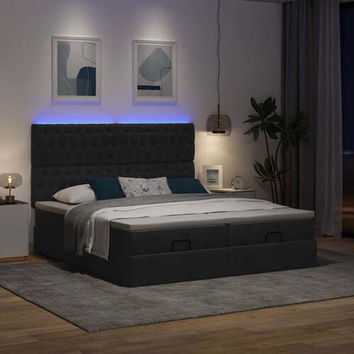 vidaXL Otomanski posteljni okvir z vzmetnicami črn 160x200 cm blago Cene