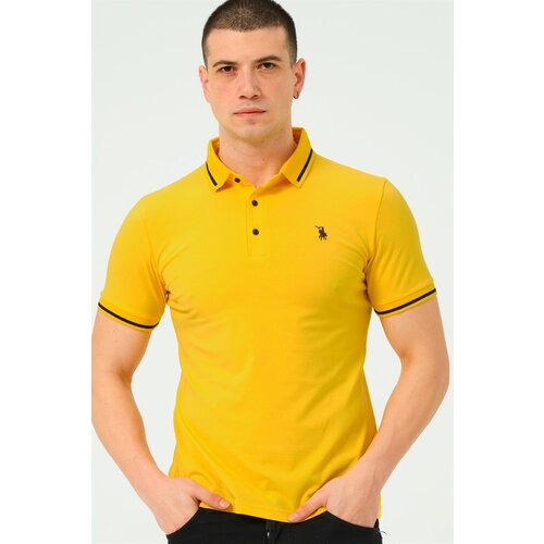 Dewberry T8586 MEN&amp;#039;S POLO NECK T-SHIRT-LIGHT YELLOW Slike