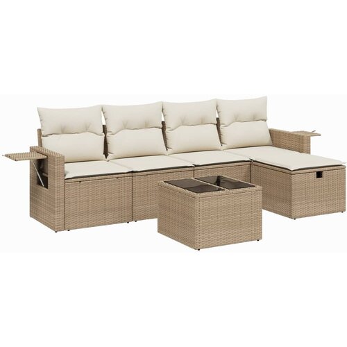 vidaXL 6-dijelni set vrtnih sofa s jastucima bež od poliratana Cijene