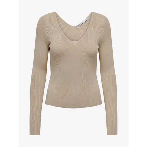 Only Beige women's ribbed sweater Julie - Women