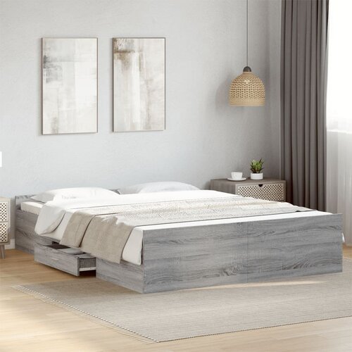 Furnova Posteljni okvir s predali siva sonoma 150x200 cm inženirski les, (21937760) Slike