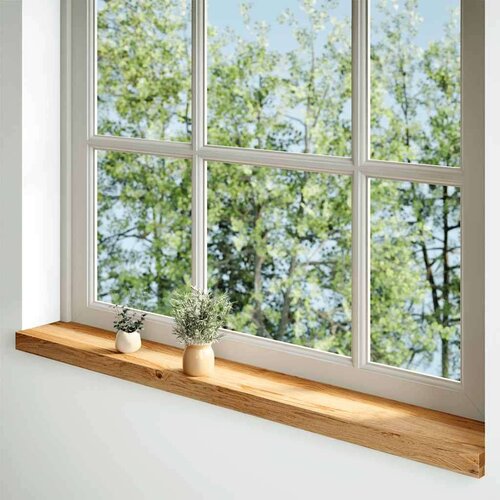  Prozorske klupice 2 kom svijetlosmeđe 120x15x2 cm masivne hrast Slike