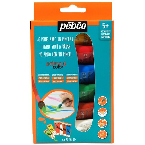 Komplet barv za gva&amp;scaron; Pebeo Primacolor 6 x 20 ml (tempera barve za otroke) Slike