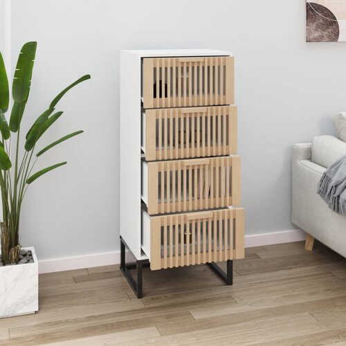 VidaXL Visoka omara bela 40x30x95 cm inženirski les Slike