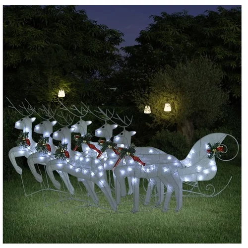  Zunanji božični jeleni s sanmi 140 LED lučk beli