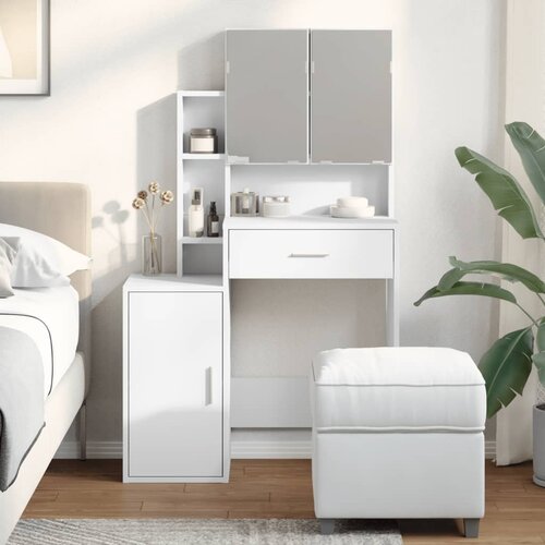 vidaXL Toaletna mizica z omarico bela 80x35x132 cm Cene