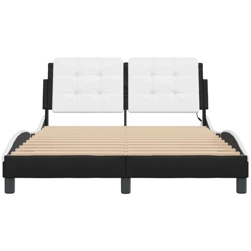  Okvir kreveta LED crno-bijeli 140 x 200 cm od umjetne kože Slike