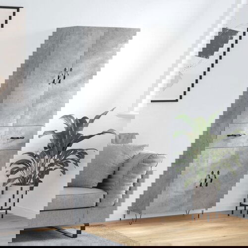 vidaXL Visoka komoda betonsko siva 69,5x34x180 cm inženirski les Cene