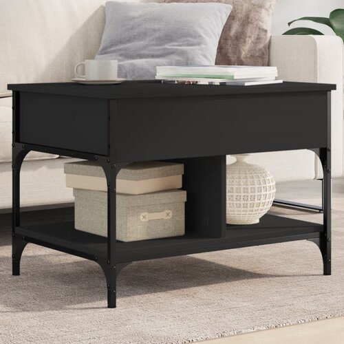 VidaXL Stolić za kavu crni 70 x 50 x 50 cm konstruirano drvo i metal Slike