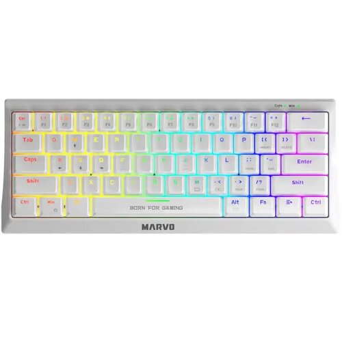  Tastatura Marvo Hecate 61R KG962 mehanička, crveni svičevi, pozadinsko osvetljenje bela Slike