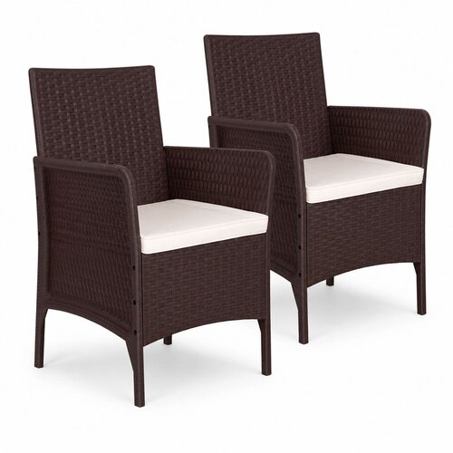 Multi Garden set od 2 vrtne fotelje s jastucima za balkon, terasu, vrt, smeđe boje Slike