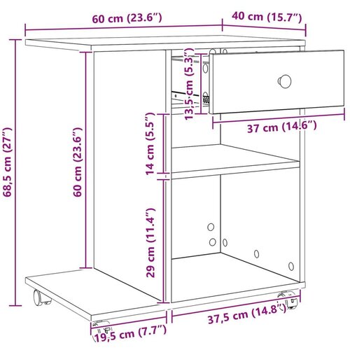  Držač za printer Crni hrast 60 x 40 x 68.5 cm Konstruirano drvo Slike