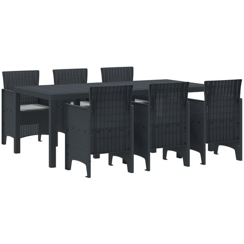 vidaXL 7-delni vrtni jedilni set z blazinami anthracite poli ratan, (22089760) Cene