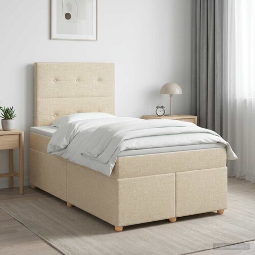  Boxspring krevet s madracem Krem 120 x 190 cm Tkanina Cene