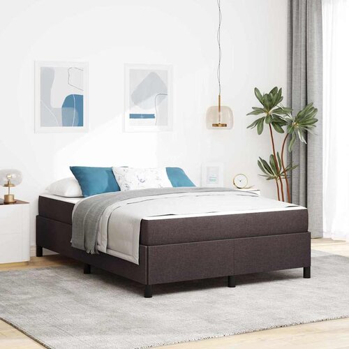 vidaXL Postelja z vzmetnico Temno rjava in bela 160 x 200 cm blago Cene